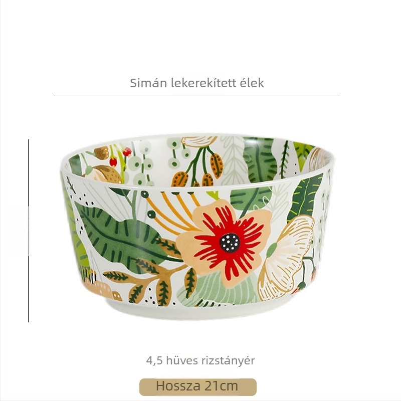 Porcelán virágmintás étkészlet: mikrohullámú sütőben használható, modern ázsiai stílus, Swear márka