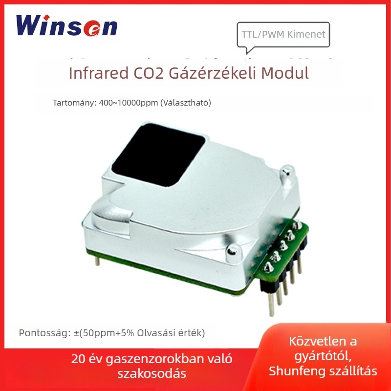 CO2 érzékelő modul Mh-V1512B a Winsen-től autóklímához, levegőáramlás‑ellenőrzéshez, friss levegő rendszerekhez és okos házakhoz
