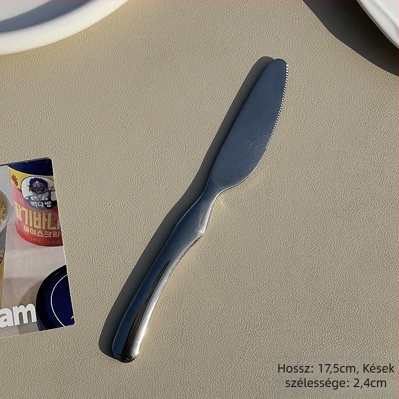 Élelmiszer-minőségű 304 rozsdamentes acél villás-kanál készlet, modern egyszerű stílus, joghurt, fagylalt és desszertek számára