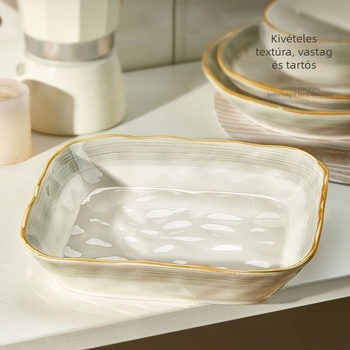 Porcelán étkészlet undergláz felülettel, mély tányérok, mikrohullámú sütőben használható, könnyű luxus retro stílus, logó nyomtatás elérhető