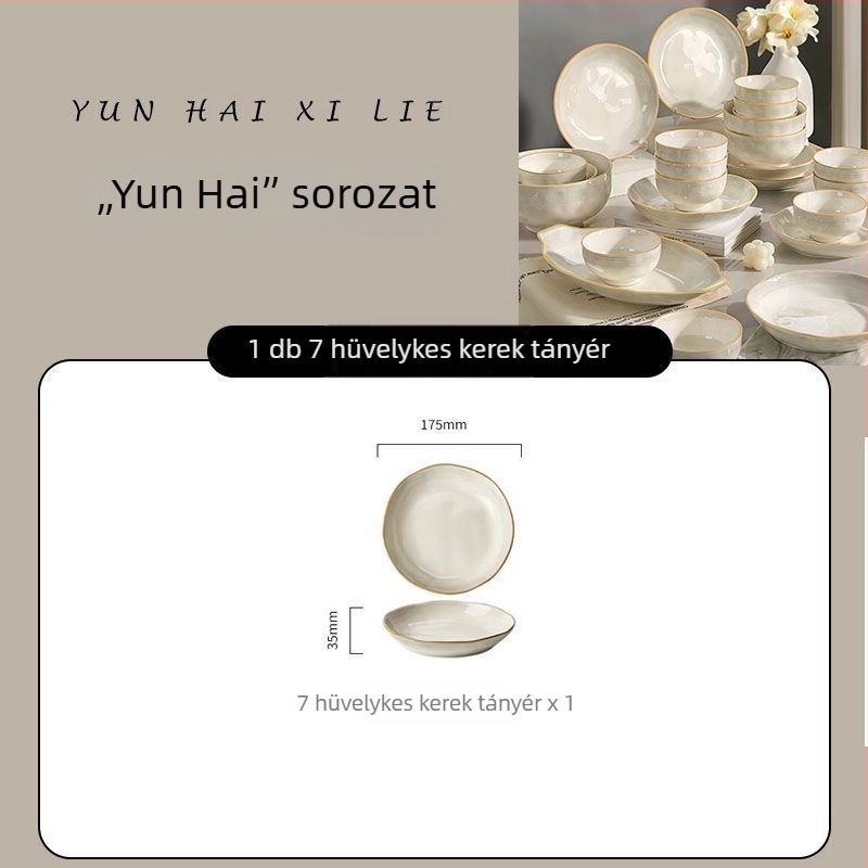 Porcelán étkészlet undergláz felülettel, mély tányérok, mikrohullámú sütőben használható, könnyű luxus retro stílus, logó nyomtatás elérhető