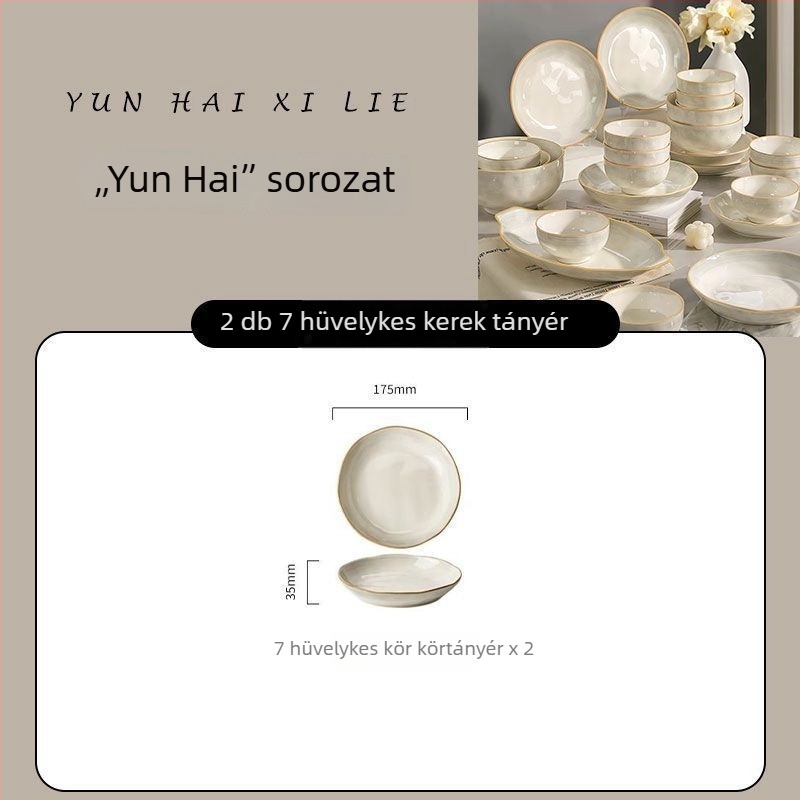 Porcelán étkészlet undergláz felülettel, mély tányérok, mikrohullámú sütőben használható, könnyű luxus retro stílus, logó nyomtatás elérhető