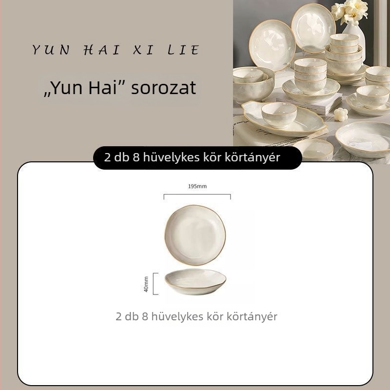 Porcelán étkészlet undergláz felülettel, mély tányérok, mikrohullámú sütőben használható, könnyű luxus retro stílus, logó nyomtatás elérhető