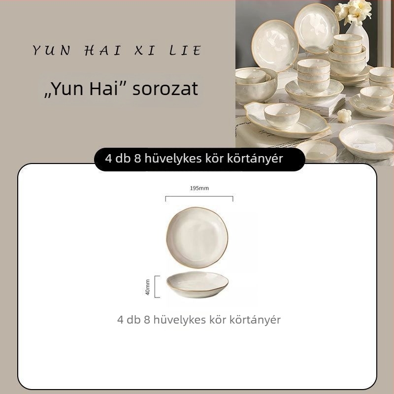 Porcelán étkészlet undergláz felülettel, mély tányérok, mikrohullámú sütőben használható, könnyű luxus retro stílus, logó nyomtatás elérhető