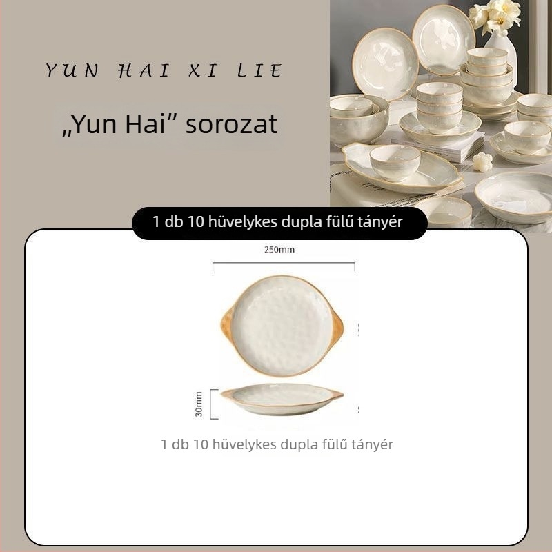 Porcelán étkészlet undergláz felülettel, mély tányérok, mikrohullámú sütőben használható, könnyű luxus retro stílus, logó nyomtatás elérhető