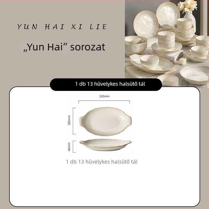 Porcelán étkészlet undergláz felülettel, mély tányérok, mikrohullámú sütőben használható, könnyű luxus retro stílus, logó nyomtatás elérhető