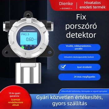 Robbanásálló porkoncentráció-figyelő ipari műhelyhez — Modell Dze015, mérési tartomány 0.01 ppm (testreszabható), pontosság ≤3% fs, AC-tápellátás, mérési objektumok: fémvágó por, csiszolás.