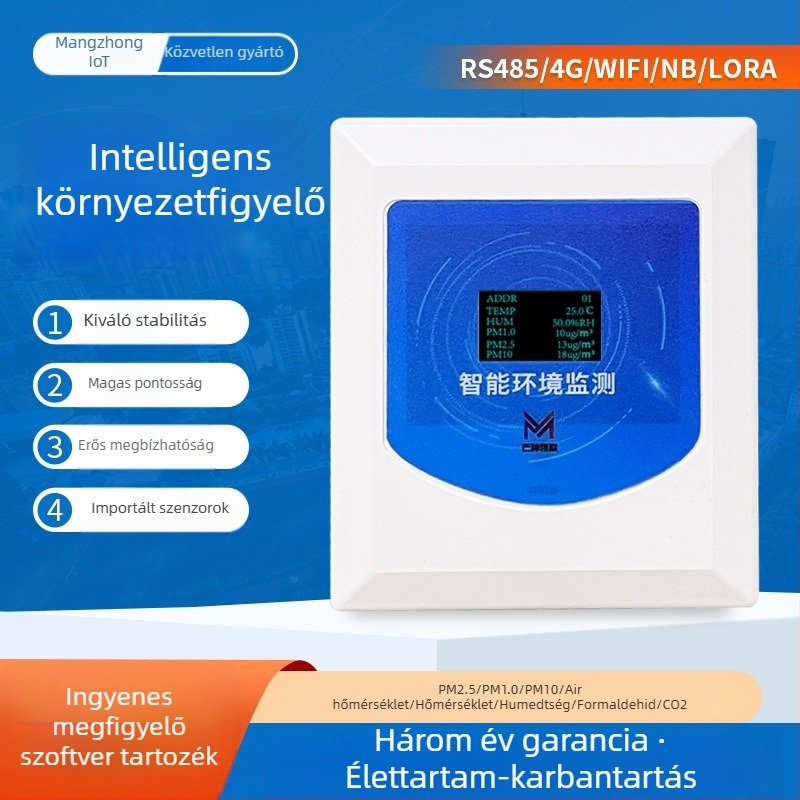Minden az egyben levegőminőség-érzékelő – CO2, formaldehid, TVOC, PM2.5, hőmérséklet és páratartalom