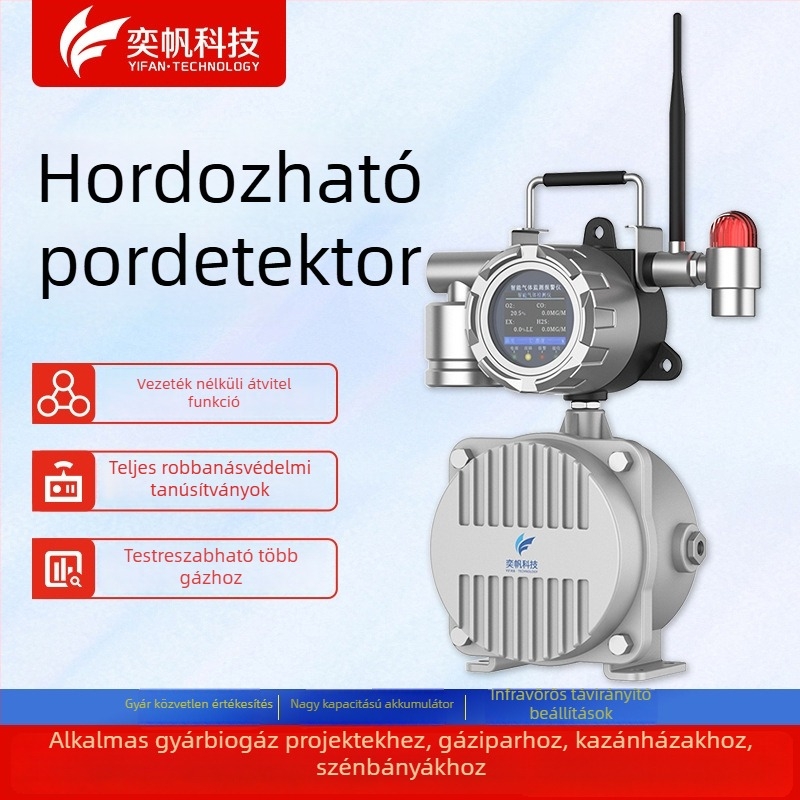 Ipari hordozható gázdetektor robbanásbiztos akkumulátorral, PLT-ST400, érzékeli O2, CO, H2S és gyúlékony gázok, pontosság 0.01