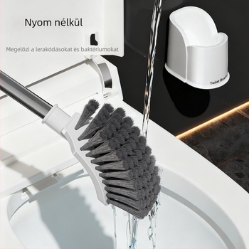 WC-kefe négyzetes fejű, alapos kivitel, falra szerelhető, hosszú nyélű, műanyag