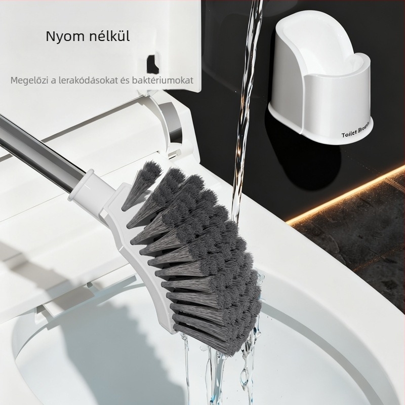 WC-kefe négyzetes fejű, alapos kivitel, falra szerelhető, hosszú nyélű, műanyag