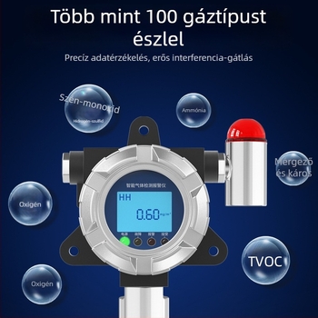 Rögzített CO2 gázdetektor környezeti hőmérséklet és páratartalom mérésével