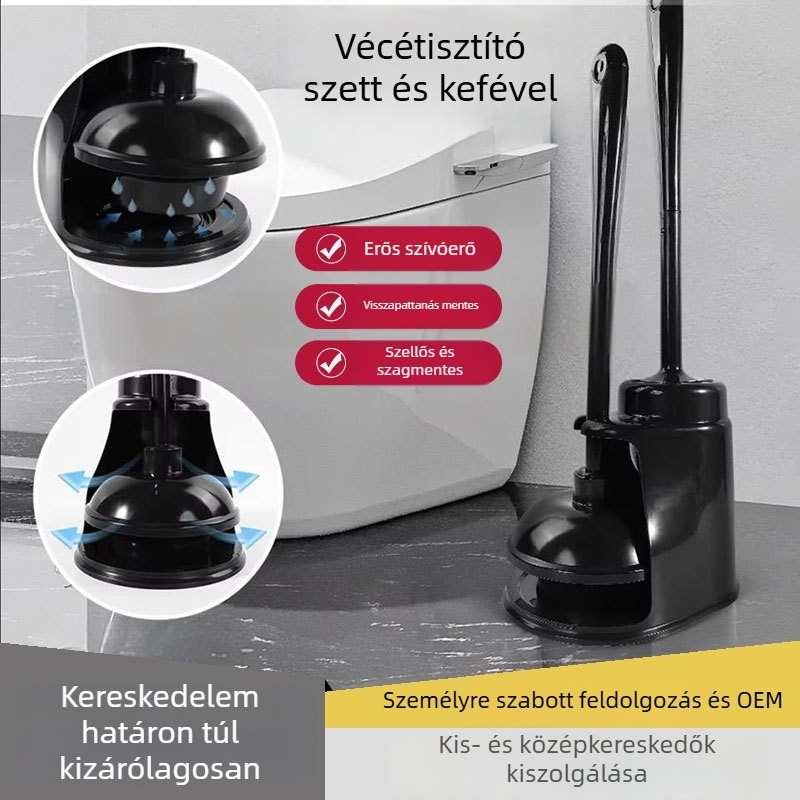 WC-szívó-kefés készlet, kettős funkciójú szívó és kefézés, műanyag, márka ZUBULUN, 1 darab