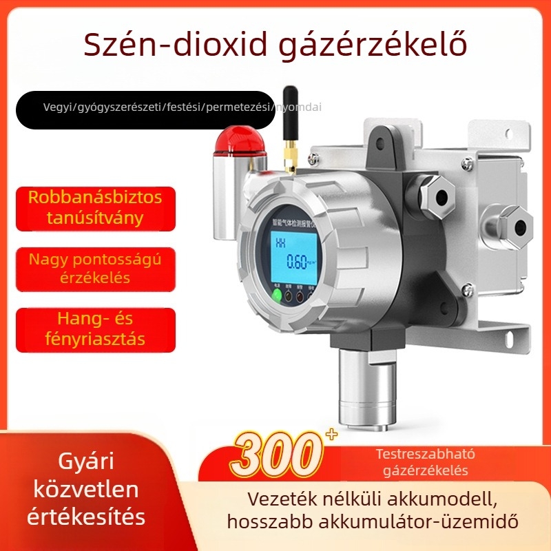 Rögzített CO2-figyelő ipari felhasználásra, alagúti CO2-gáz detektor toxikus és káros környezetekhez