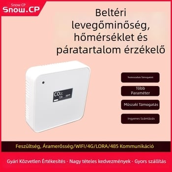 Belső LCD-kijelzős gázdetektor-átvivő a légminőséghez, hőmérséklethez és páratartalomhoz
