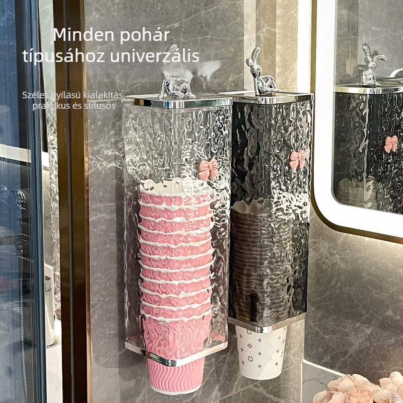 Fali pohártartó, műanyagból, tárolás, modern minimalistikus kialakítás, fúrás nélküli szerelés