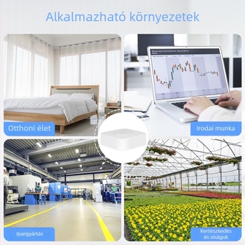 Hat az egyben okos levegőminőség-figyelő: PM2.5, formaldehid, VOC, CO2, hőmérséklet és páratartalom (beltéri terekig 100 m²)