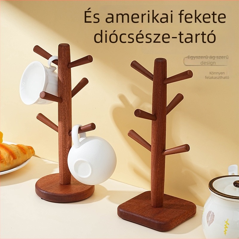 Fából készült pohártartó asztali állvány, kör alap és irányító alap, modern minimalist stílus, 500 g
