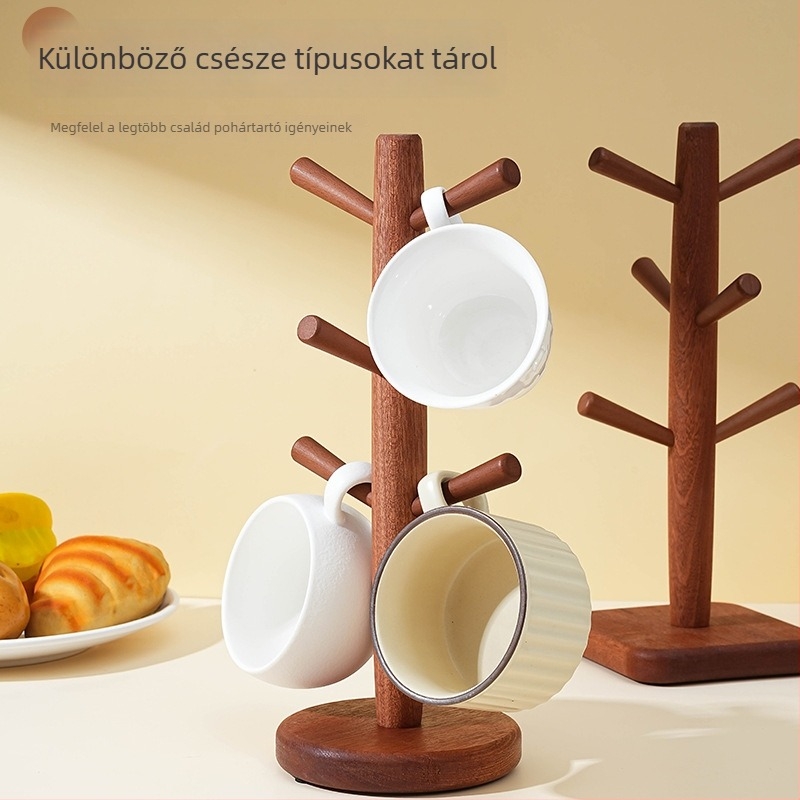 Fából készült pohártartó asztali állvány, kör alap és irányító alap, modern minimalist stílus, 500 g