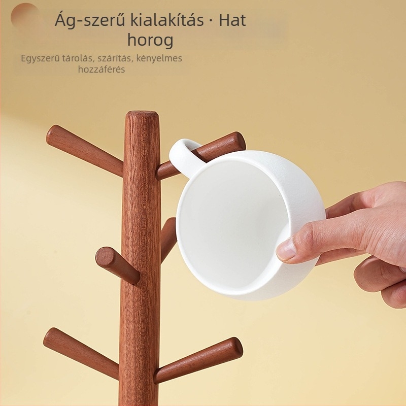 Fából készült pohártartó asztali állvány, kör alap és irányító alap, modern minimalist stílus, 500 g
