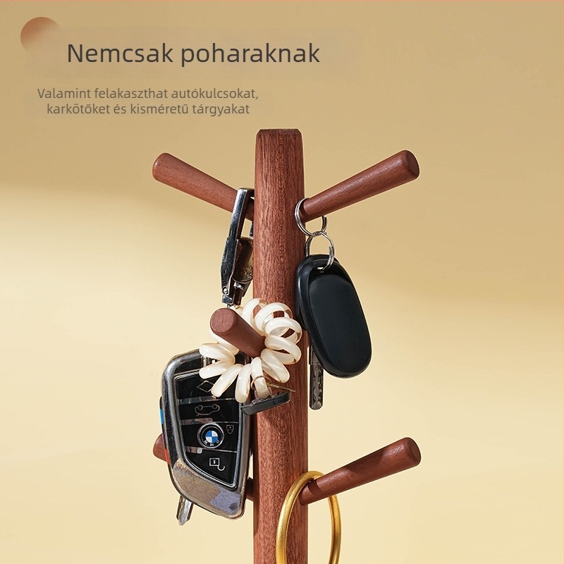 Fából készült pohártartó asztali állvány, kör alap és irányító alap, modern minimalist stílus, 500 g