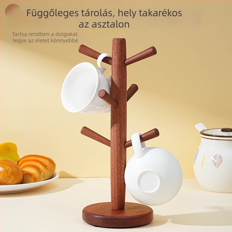 Fából készült pohártartó asztali állvány, kör alap és irányító alap, modern minimalist stílus, 500 g