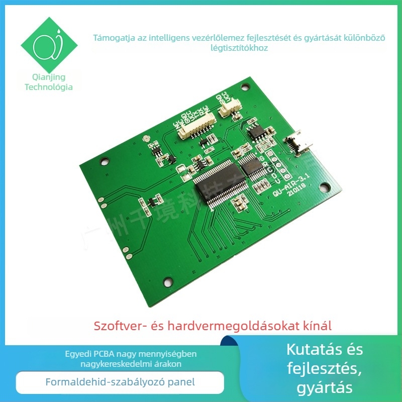 Formaldehid-észlelő vezérlőpanel a levegőminőség méréséhez CO2 monitorozással — kétoldalas réz alap, kalanderolt fólia feldolgozás, szintetikus rosttal megerősített alap, testreszabható