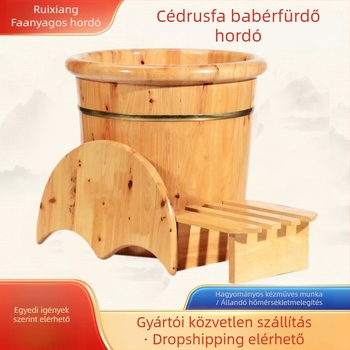 Cedrusfából készült lábfürdő medence, fa hordó stílus, Ruixiang márka, felnőtteknek, láb áztatásához