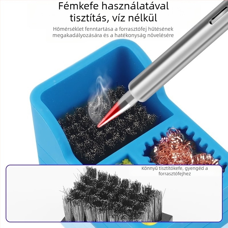 Deer Fairy forrasztóhegy-tisztító rézdróttal, acél kefés gömbbel és szivaccsal