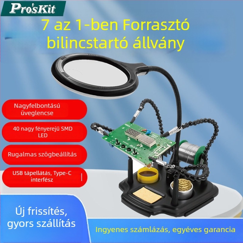 Baogong SN-396N Forrasztóállomás kiegészítő rögzítő csipesz és világítással ellátott állvány PCB-javításhoz