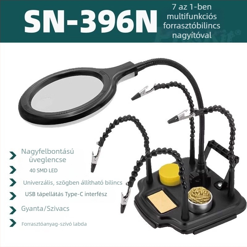 Baogong SN-396N Forrasztóállomás kiegészítő rögzítő csipesz és világítással ellátott állvány PCB-javításhoz