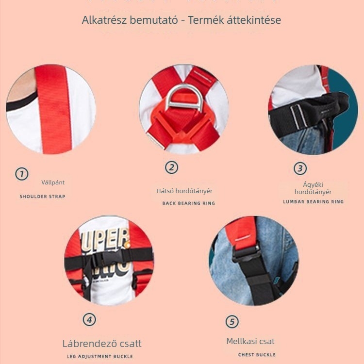 Haobo Rui gyerekek belső mászó biztonsági heveder – teljes testbiztonsági heveder, poliészter öv és kötél, terhelhetőség 15 kN, kötélhossz bármely méret, magassági esések elleni védelem