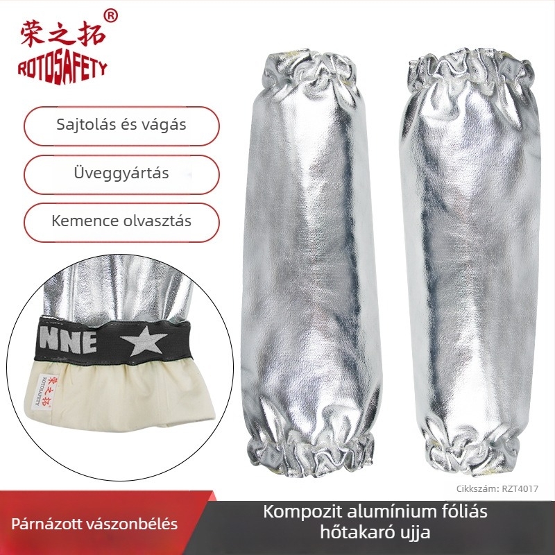 1000°C-os alumínium fóliás talpvédő magas hőmérséklethez, tűzálló és lángálló, kovácsoláshoz/fröccsöntéshez használható, hosszabb lábszárvédő