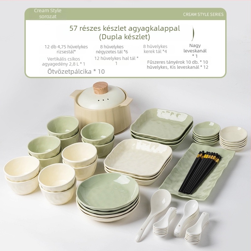 Kerámia étkészlet – Kézzel készített kínai stílusú étkészlet, tálakkal és tányérokkal, testreszabható