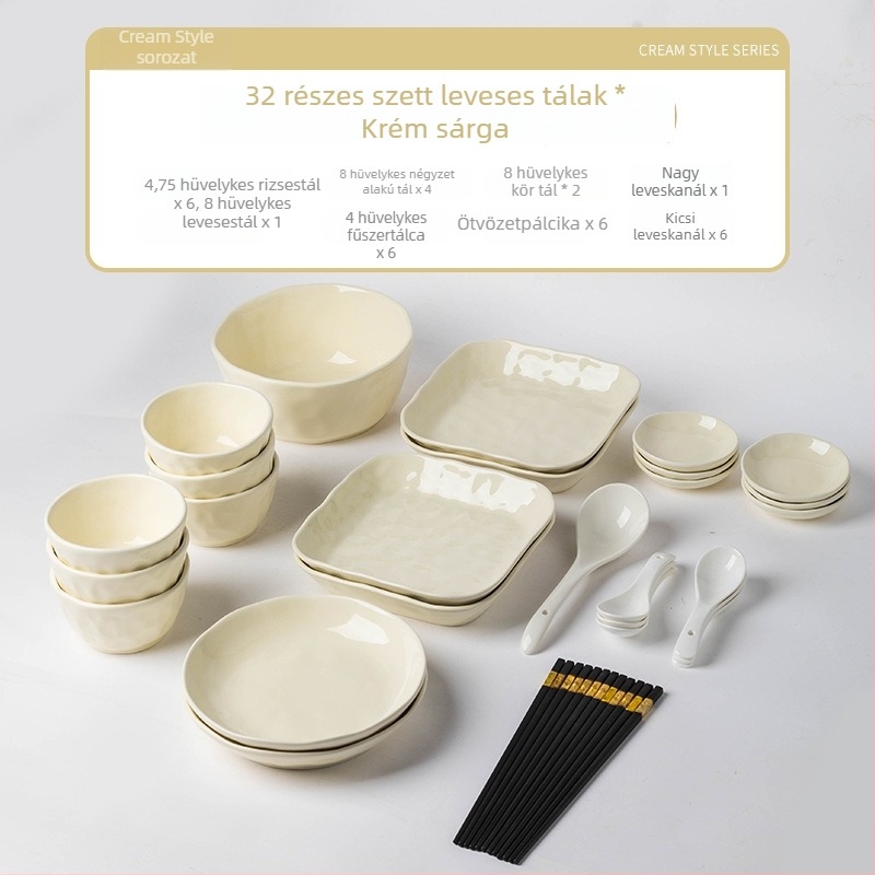 Kerámia étkészlet – Kézzel készített kínai stílusú étkészlet, tálakkal és tányérokkal, testreszabható