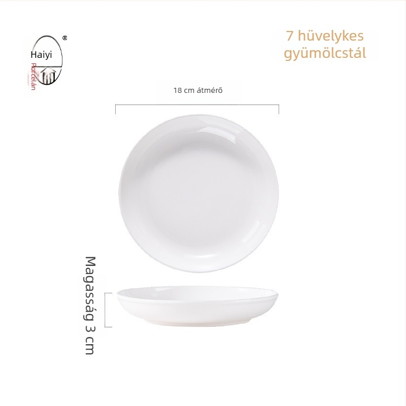 Porcelán lapos tányérkészlet, kör alakú, egyszínű mintázat, modern minimalista stílus, mikrohullámú sütőben használható