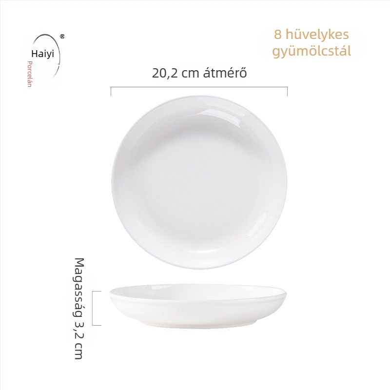 Porcelán lapos tányérkészlet, kör alakú, egyszínű mintázat, modern minimalista stílus, mikrohullámú sütőben használható