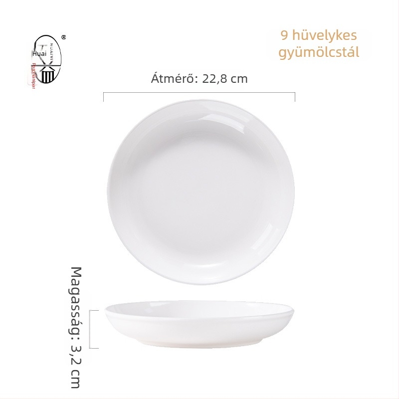Porcelán lapos tányérkészlet, kör alakú, egyszínű mintázat, modern minimalista stílus, mikrohullámú sütőben használható