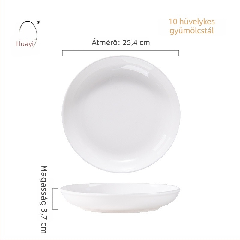 Porcelán lapos tányérkészlet, kör alakú, egyszínű mintázat, modern minimalista stílus, mikrohullámú sütőben használható