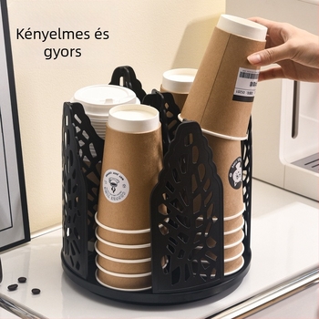 Forgatható pohártartó állvány egy egyszer használatos papírpohárhoz — Anyag: papír + PE film; Stílus: modern minimalizmus; Tömeg: 520 g; Márka: Wenjing