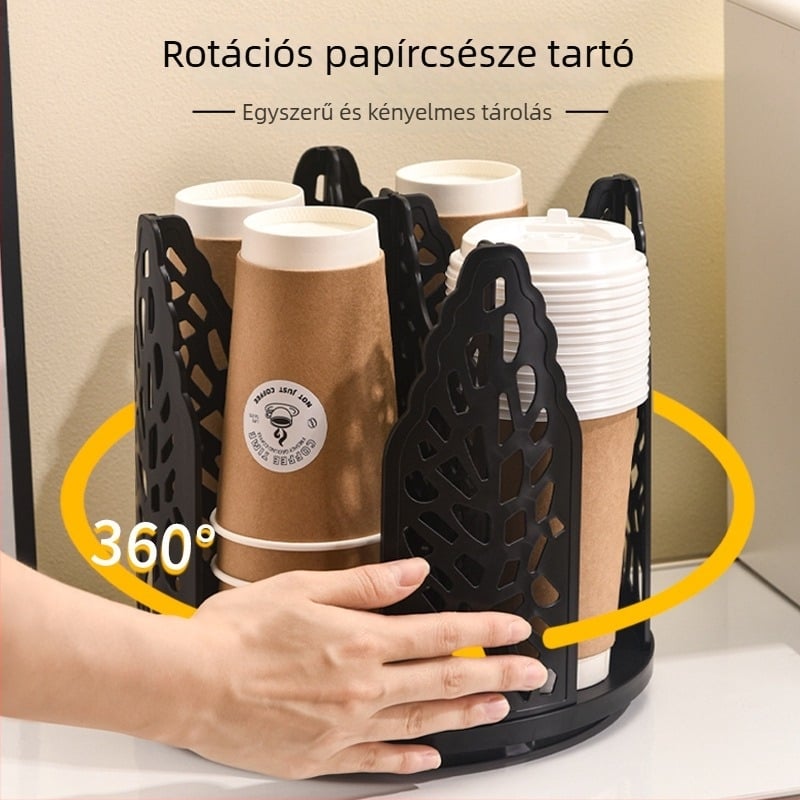Forgatható pohártartó állvány egy egyszer használatos papírpohárhoz — Anyag: papír + PE film; Stílus: modern minimalizmus; Tömeg: 520 g; Márka: Wenjing