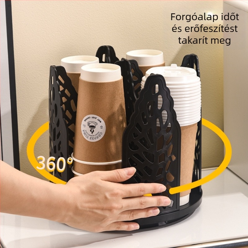 Forgatható pohártartó állvány egy egyszer használatos papírpohárhoz — Anyag: papír + PE film; Stílus: modern minimalizmus; Tömeg: 520 g; Márka: Wenjing
