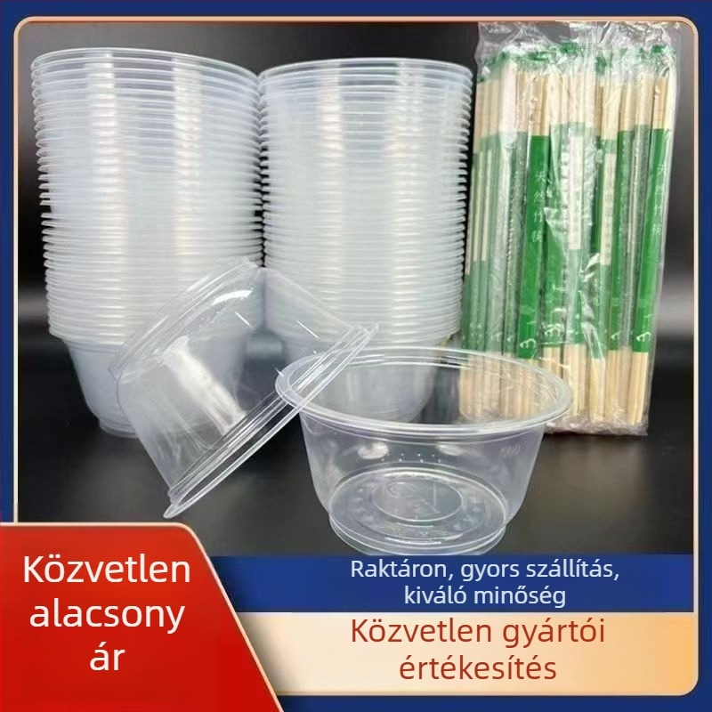 Egyszer használatos tál- és evőpálcika készlet, vastagított és hőálló, éttermeknek és otthoni használatra