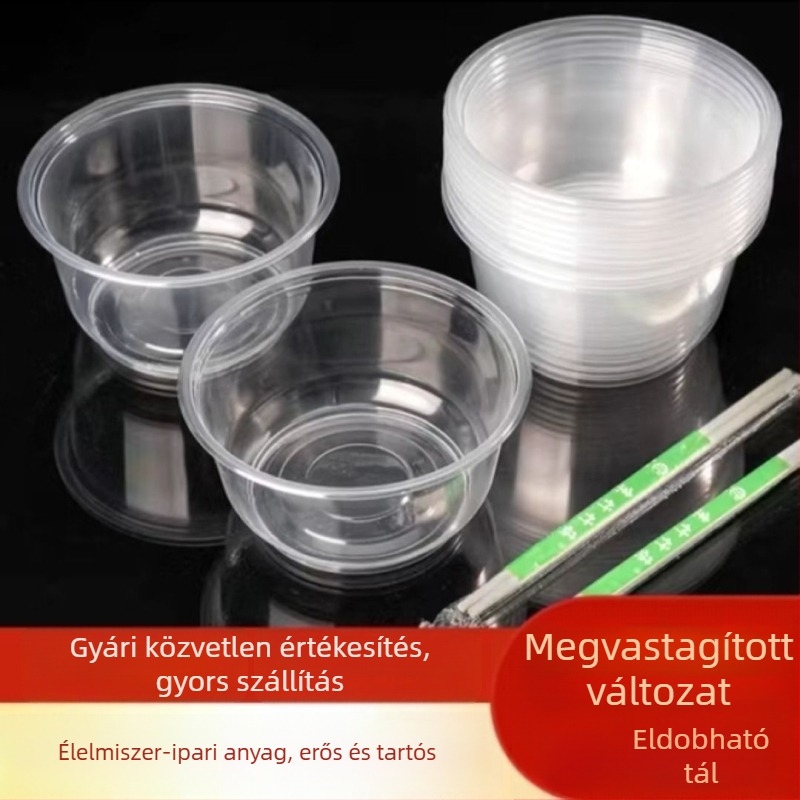 Egyszer használatos tál- és evőpálcika készlet, vastagított és hőálló, éttermeknek és otthoni használatra