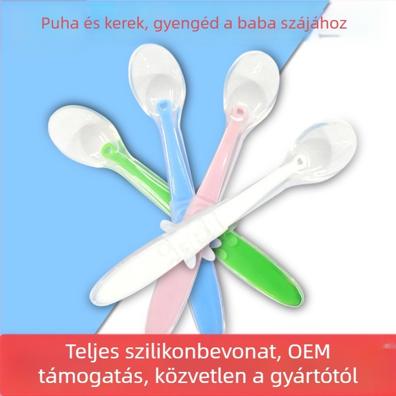 Csecsemő szilikon edzéskanál – anyag: szilikon – 3 hónapos kortól – egyszerű stílus