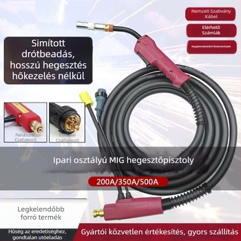CO2 MIG hegesztőpisztoly, 200/350/500 A, tiszta réz felépítés, ipari tömörített kivitel, Dragon Tooth