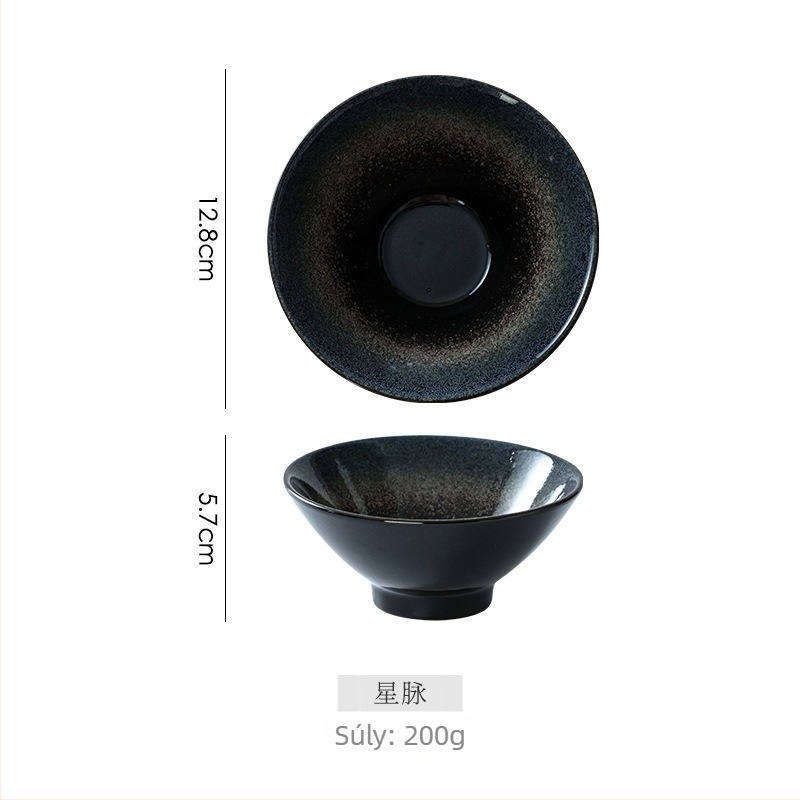Porcelán japán stílusú rizs tál készlet, kör alakú, aláglazúros felület, mikrohullámú sütőben használható, testreszabható logó