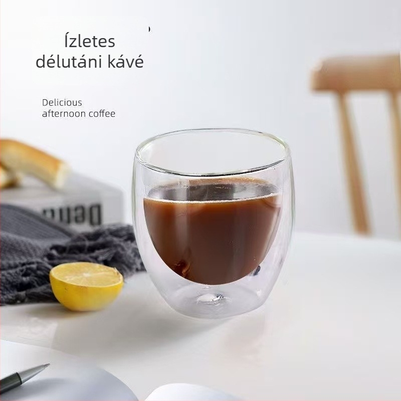 Hőálló, dupla falú üvegpohár teához, átlátszó, otthoni használatra – Gongfu tea