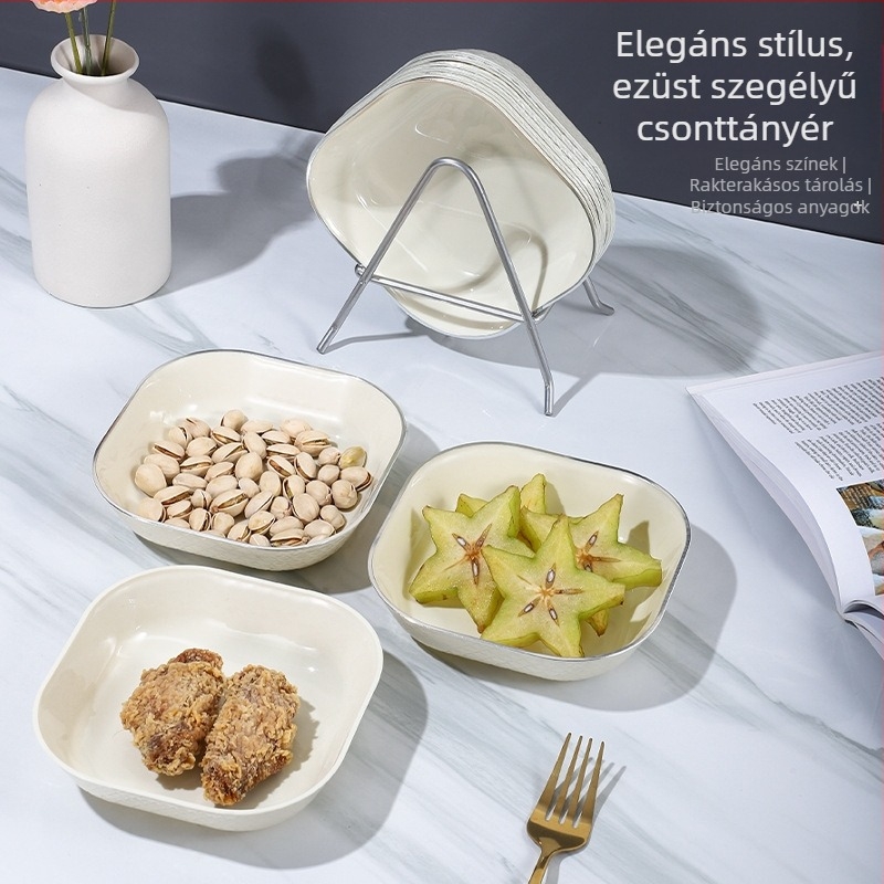Kerámia csonttál, négyzetes alak, celadon bevonat, könnyű luxus stílus, mikróban használható