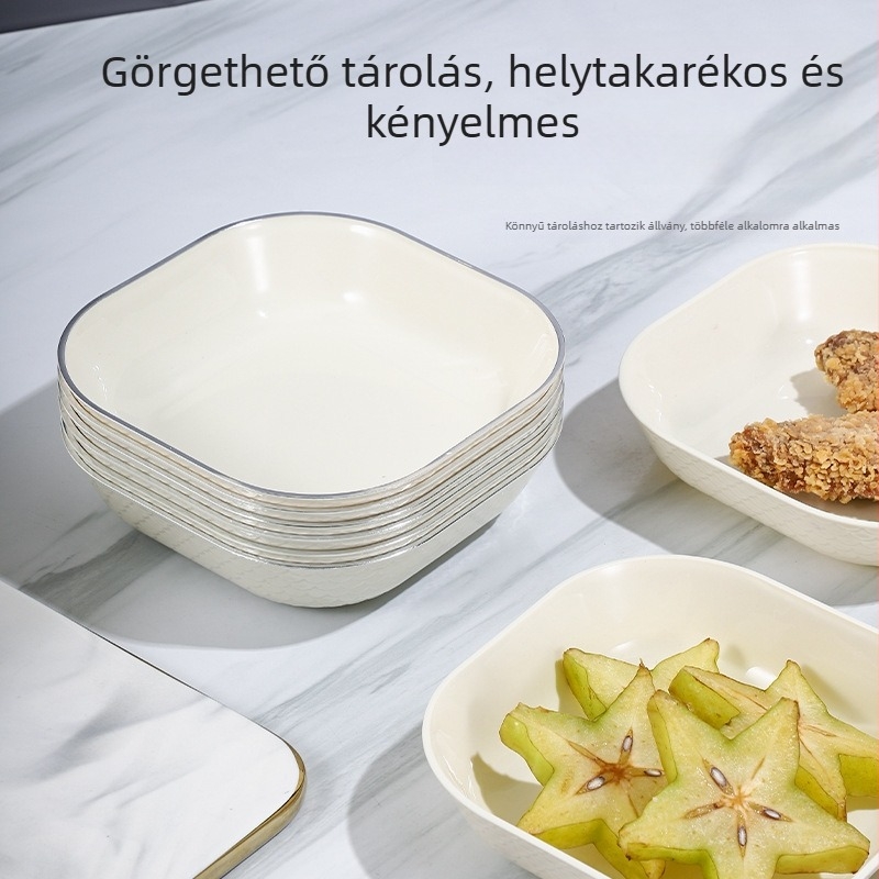 Kerámia csonttál, négyzetes alak, celadon bevonat, könnyű luxus stílus, mikróban használható
